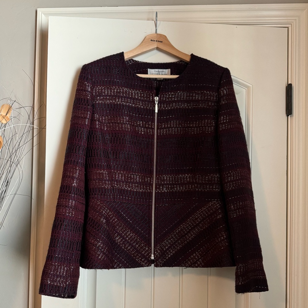 Women’s maroon Tahari blazer jacket